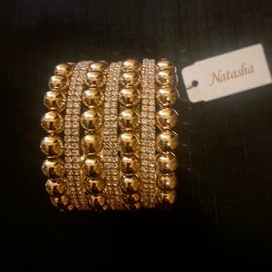 Beautiful gold beads with rhinestones cuff bracelet
